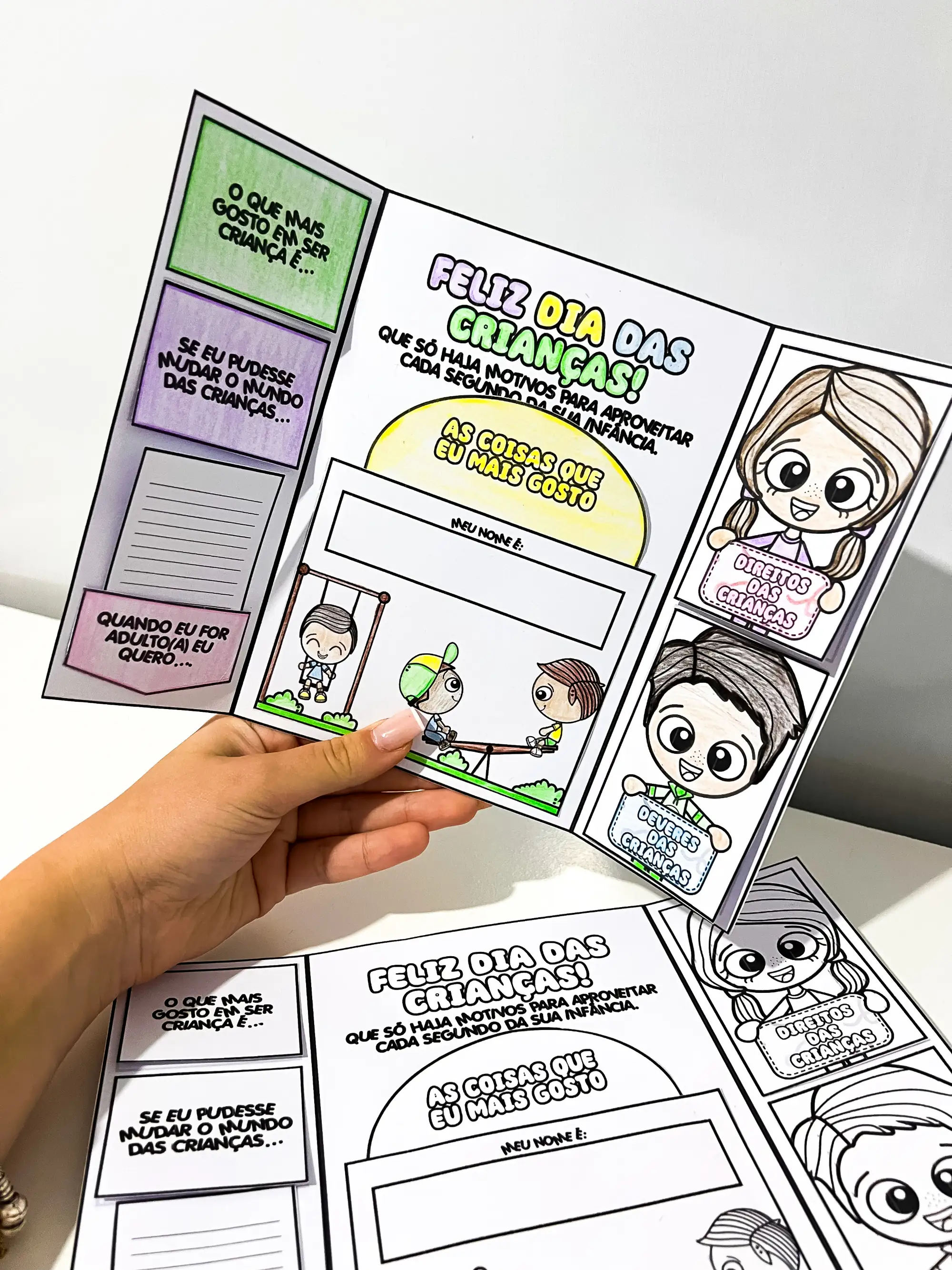 Lapbook Dia das Crianças – Atividade para Colorir — amostra 3: Lapbook educativo e divertido para trabalhar o Dia das…