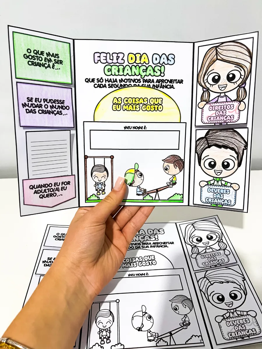 Lapbook Dia das Crianças – Atividade para Colorir — amostra 2: Lapbook educativo para trabalhar o Dia das Crianças de forma…