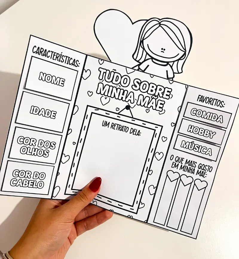 Lapbook Dia das Mães: Tudo Sobre Minha Mãe para Colorir — amostra 6: Um PDF para imprimir e colorir que transforma…