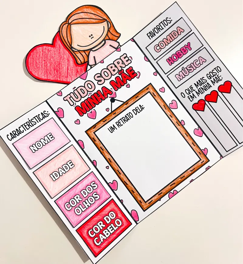 Lapbook Dia das Mães: Tudo Sobre Minha Mãe para Colorir — amostra 7: Um PDF para imprimir e colorir que transforma…