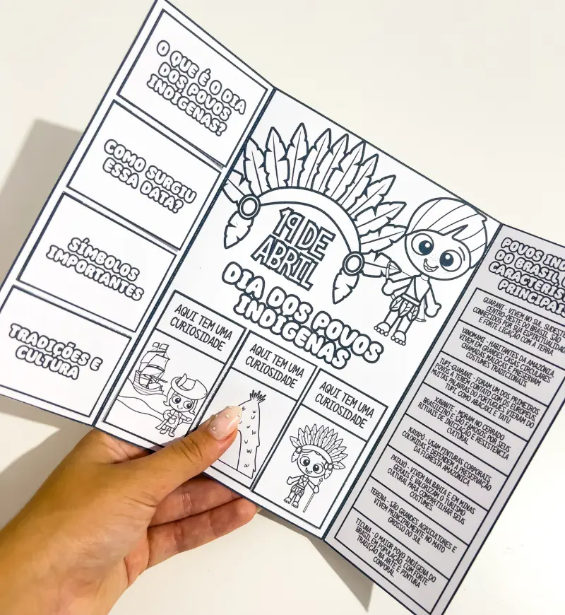 Lapbook Dia dos Povos Indígenas com Coroa para Colorir — amostra 3: Como usar em sala de aula