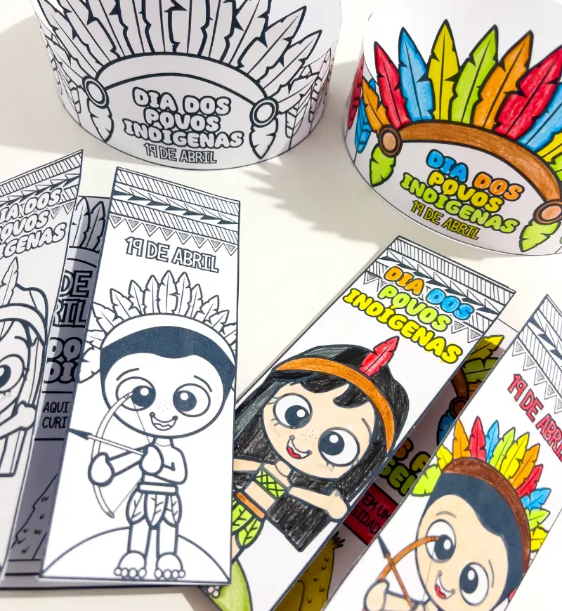 Lapbook Dia dos Povos Indígenas com Coroa para Colorir — amostra 5: Explore a história e a cultura dos povos indígenas no…