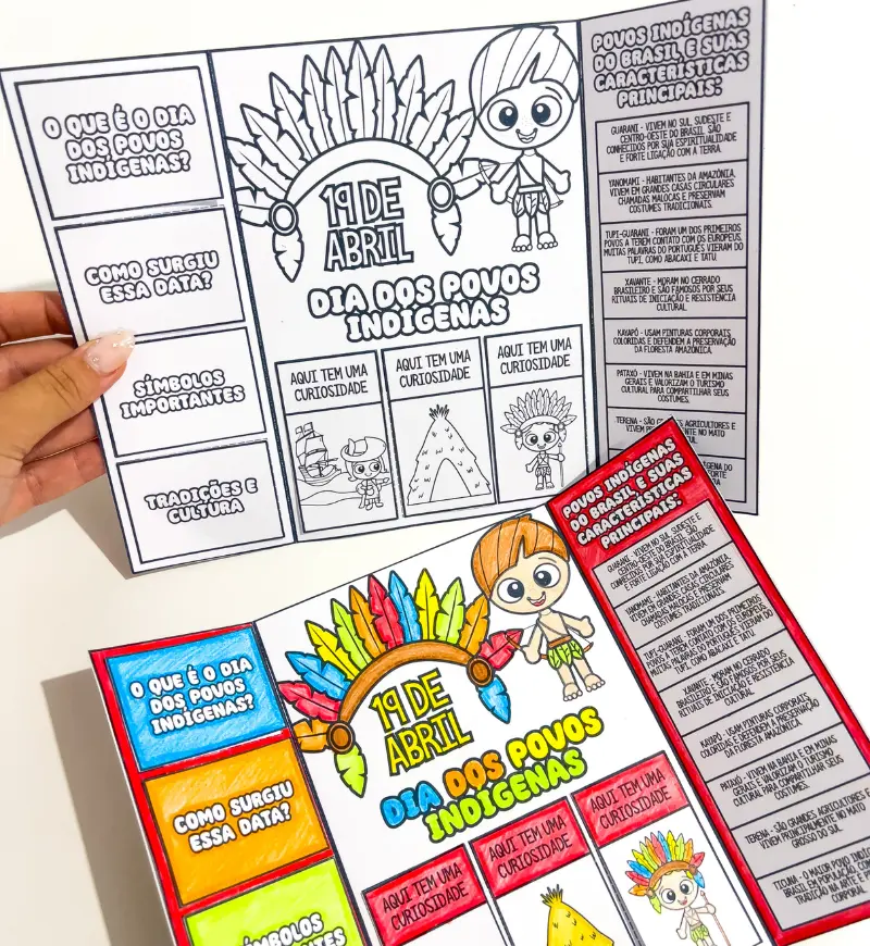 Lapbook Dia dos Povos Indígenas com Coroa para Colorir — amostra 6: Explore a história e a cultura dos povos indígenas no…