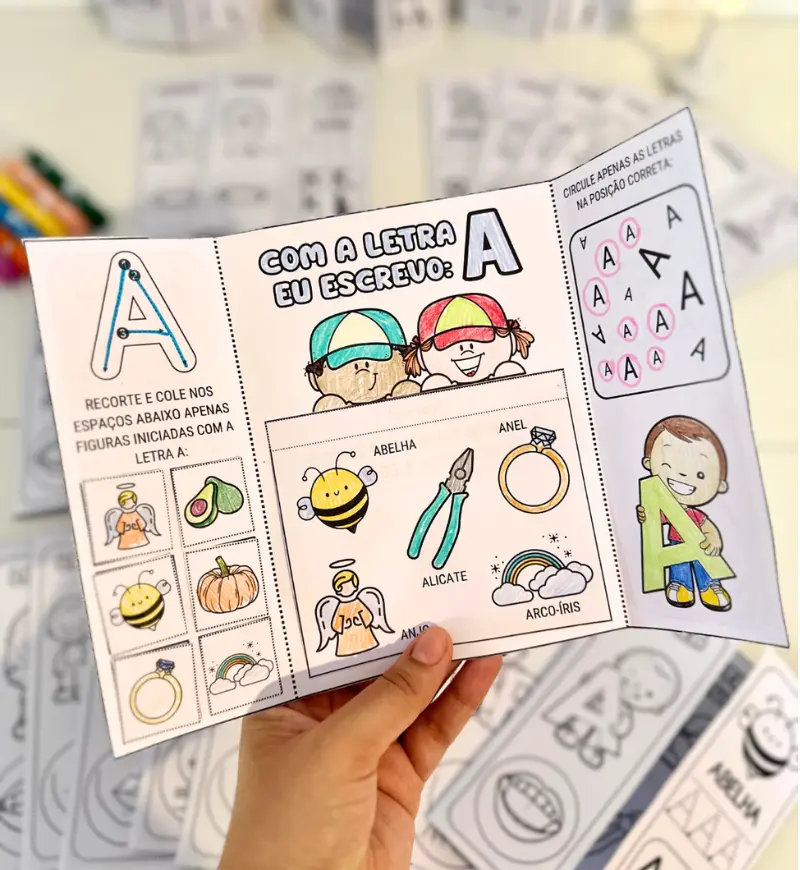 Lapbook do Alfabeto em PDF com Boquinhas Fonoarticulatórias — amostra 2: O que vem no material