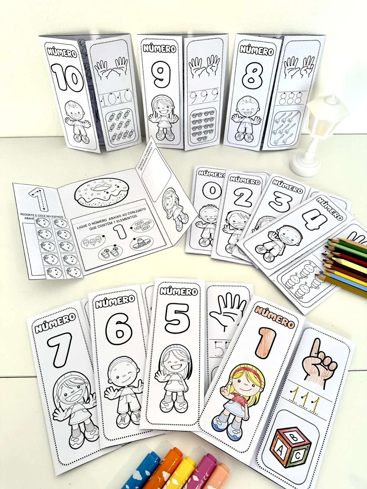 Lapbook dos Numerais – PDF para Imprimir — amostra 5: Lapbook dos Numerais para trabalhar os numerais de 0 a 10 com…