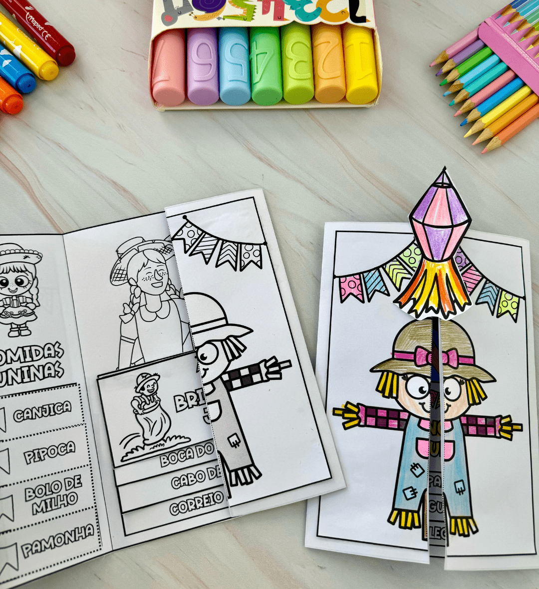 Lapbook Junino em PDF com Atividades para Colorir e Desenhar — amostra 1: Lapbook Junino para explorar a Festa Junina com…