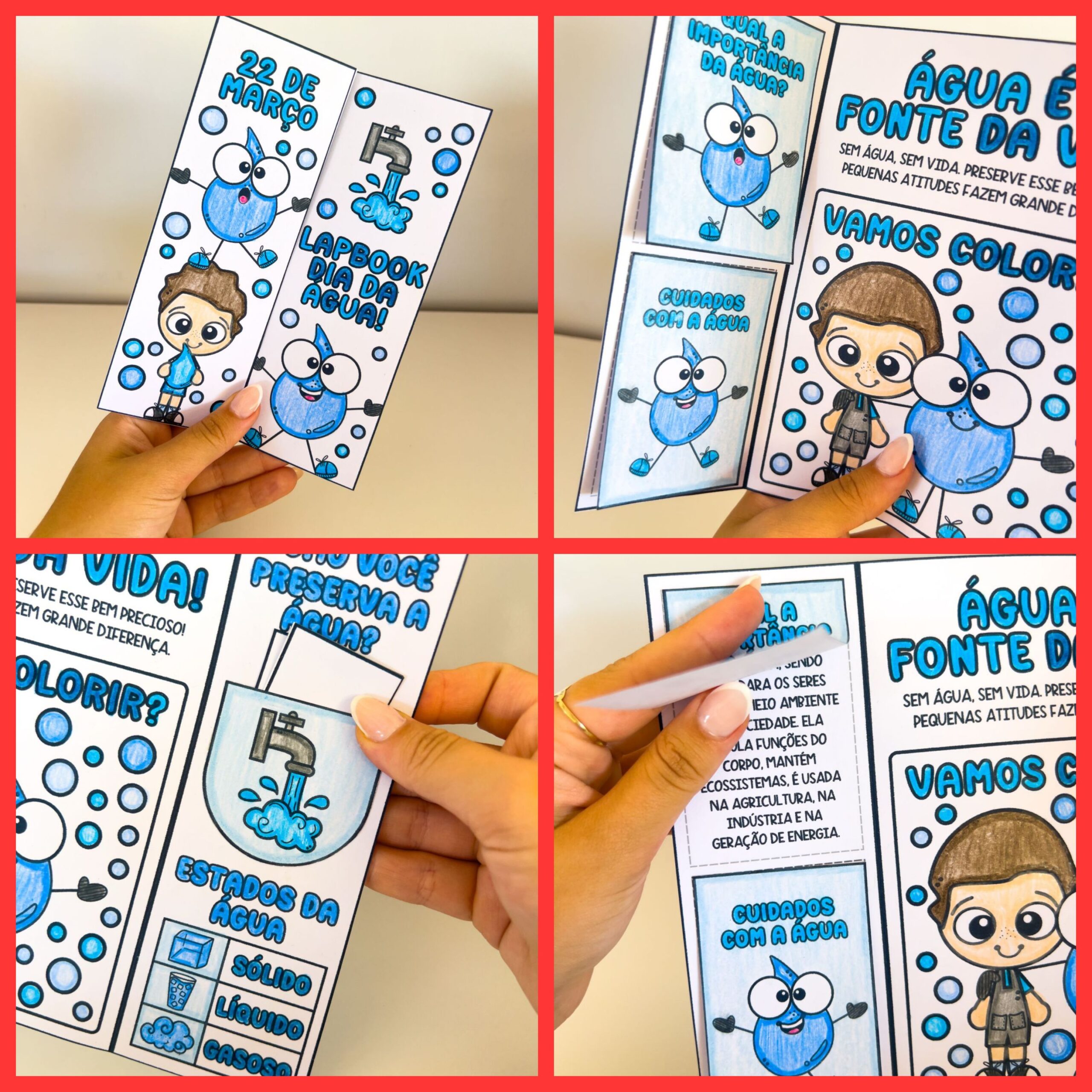Lapbook / livrinho: dia da água – PDF para Imprimir — amostra 1: O que vem no material