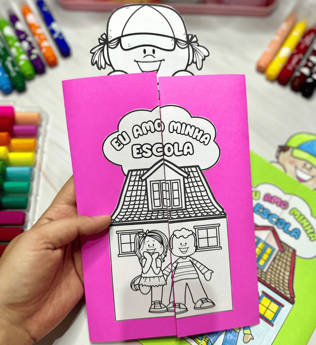 Lapbook Minha Escola: Dia da Escola na Educação Infantil — amostra 2: O que vem no material