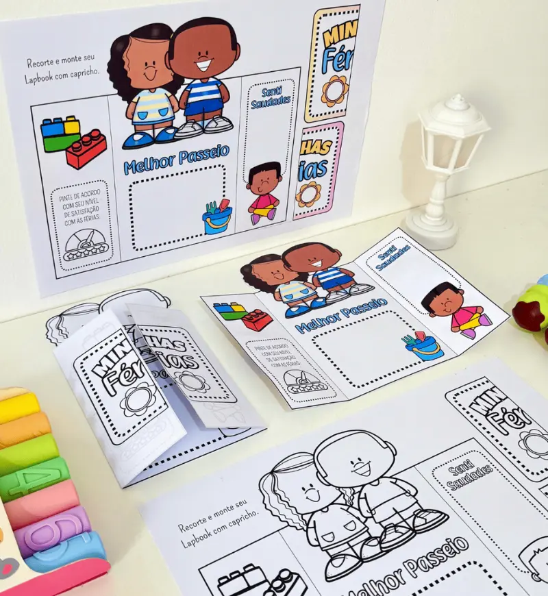 Lapbook Minhas Férias em PDF para Educação Infantil — amostra 2: O que vem no material