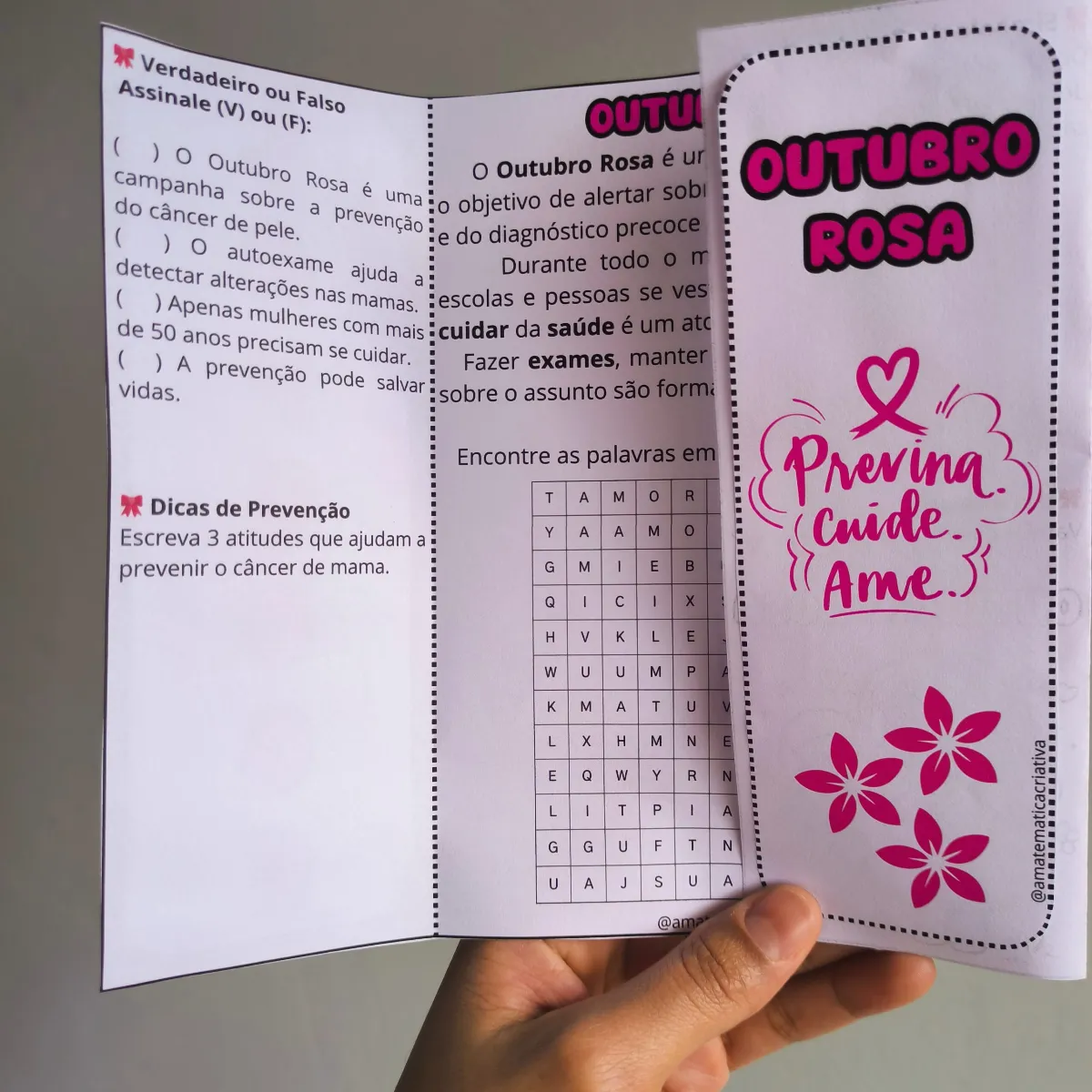 Lapbook Outubro Rosa – Atividade sobre Saúde e Prevenção — amostra 2: Aprenda sobre o Outubro Rosa de forma lúdica com um…