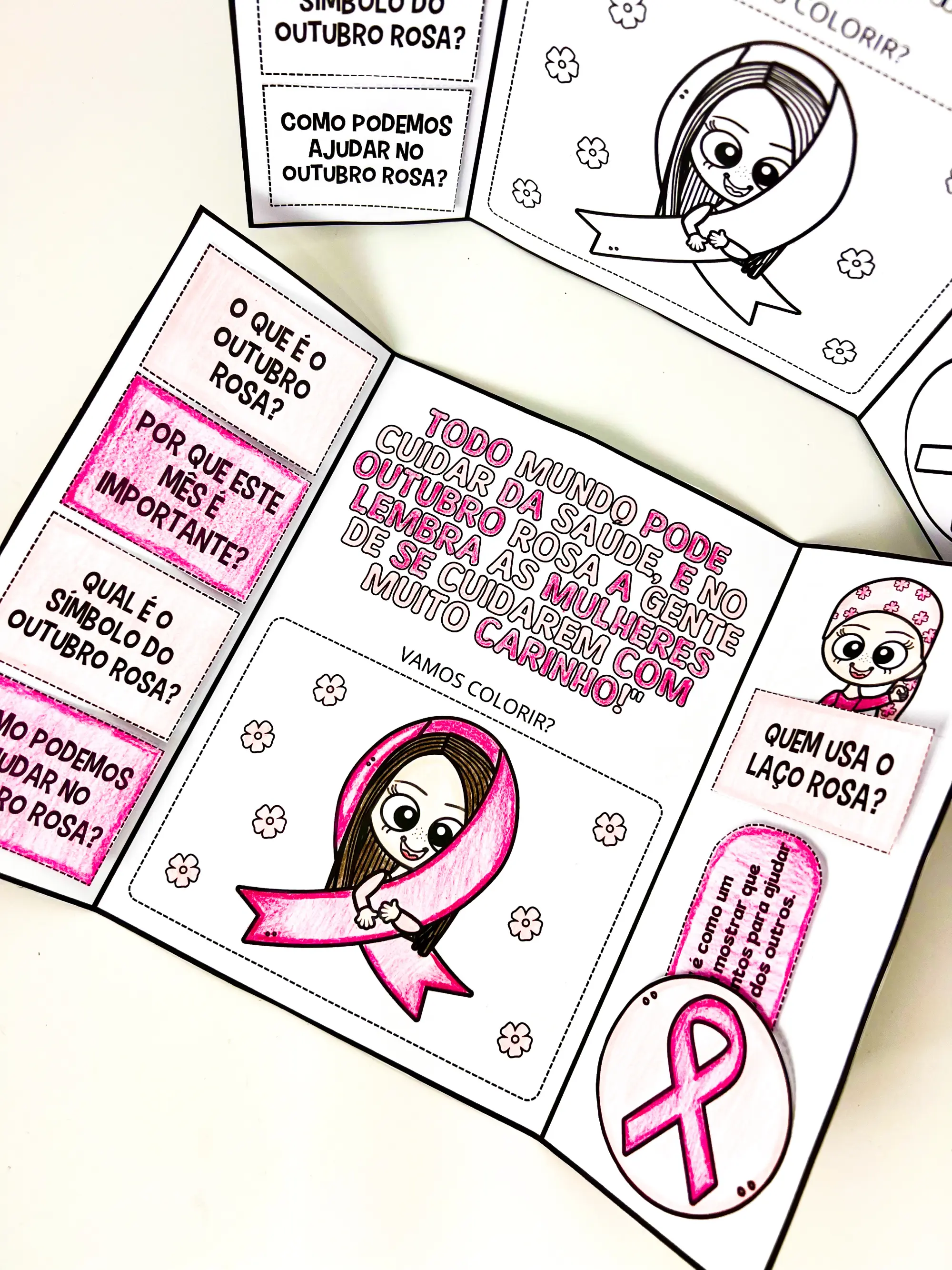 Lapbook Outubro Rosa – Material Pedagógico — amostra 1: Ensinar sobre o Outubro Rosa para as crianças é