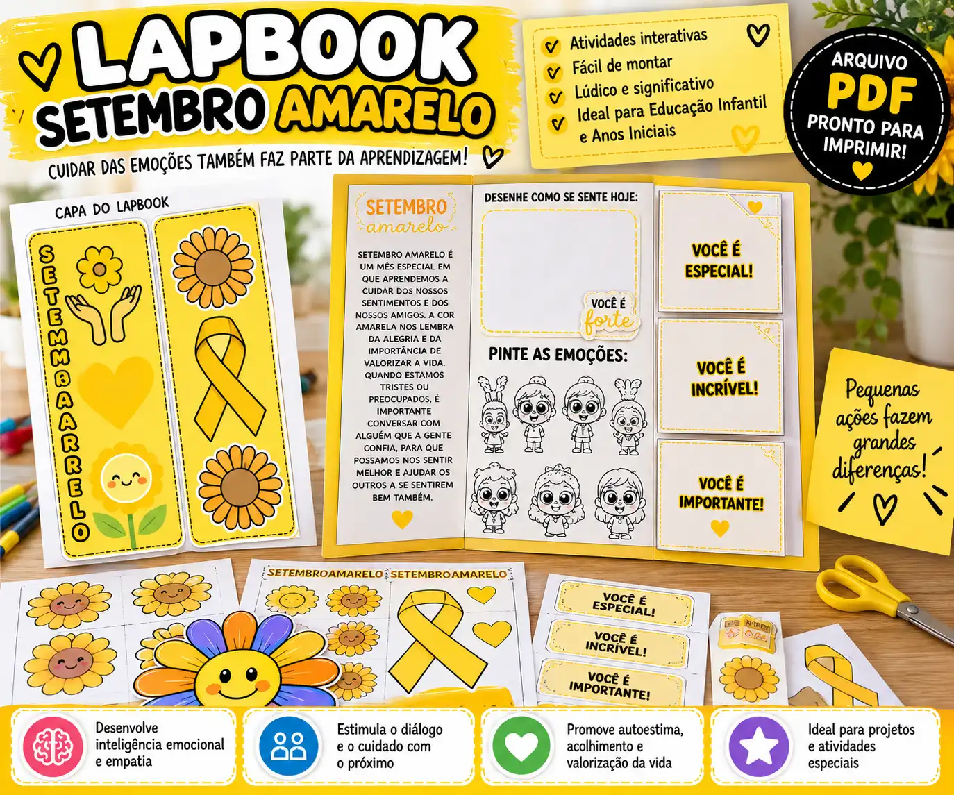 Lapbook Setembro Amarelo – Atividade Interativa Valorização da Vida — amostra 2: Um lindo Lapbook Setembro Amarelo para…