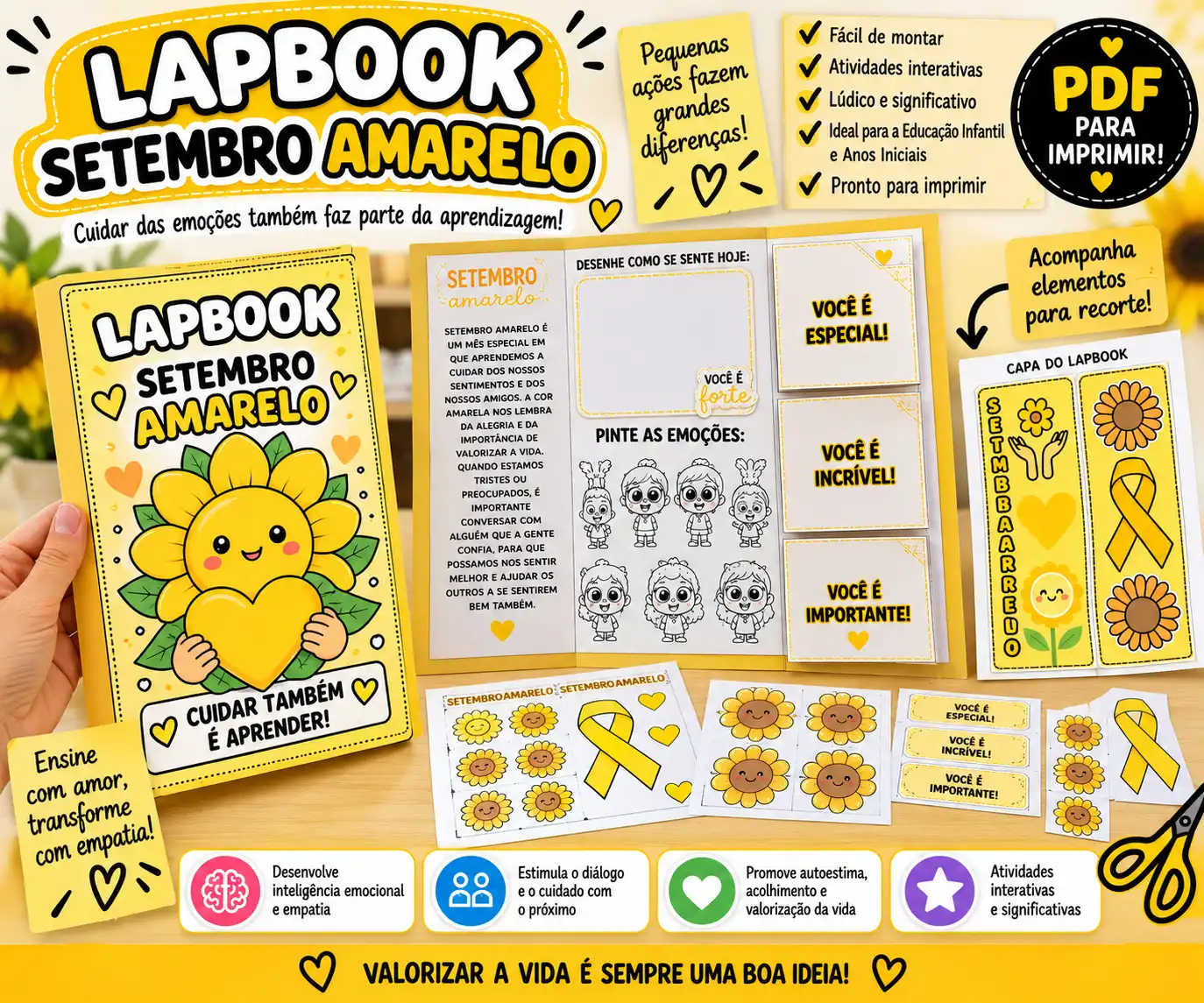 Lapbook Setembro Amarelo – Atividade Interativa Valorização da Vida — amostra 4: Um lindo Lapbook Setembro Amarelo para…