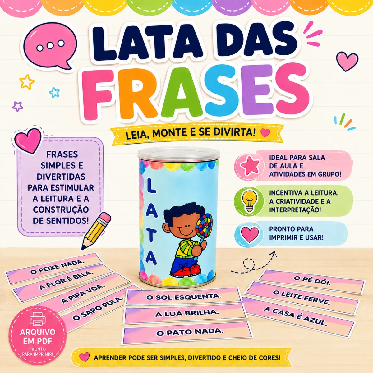 Lata das Frases – Recurso Lúdico de Língua Portuguesa — capa do material