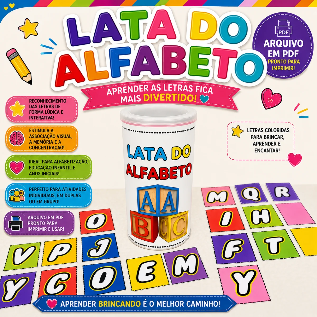 Lata do Alfabeto – Atividade Lúdica para Educação Infantil — Alfabetização para Educação Infantil: Lata do Alfabeto: uma…