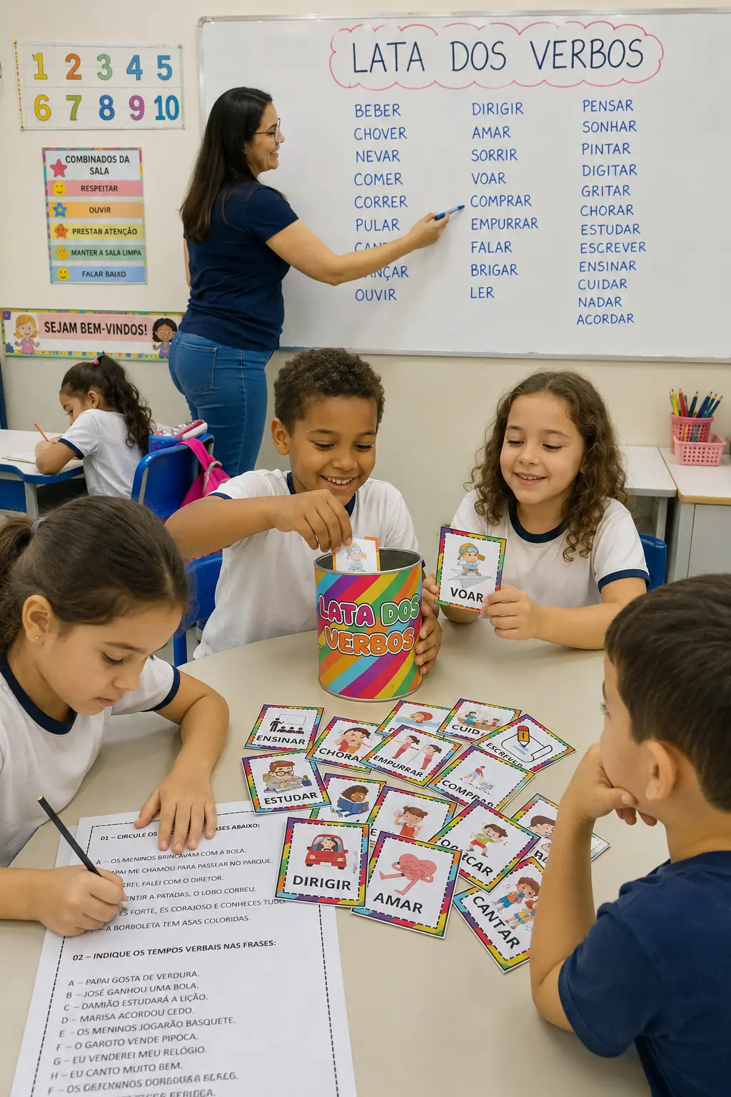Lata dos Verbos: Atividades de Verbos 3ºano ao 5ºano — amostra 1: Material pedagógico com atividades para trabalhar verbos,…