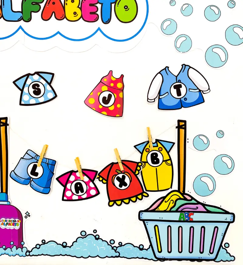 Lavanderia do Alfabeto: kit de letras para Educação Infantil — amostra 6: Trabalhe as letras de forma lúdica com a…