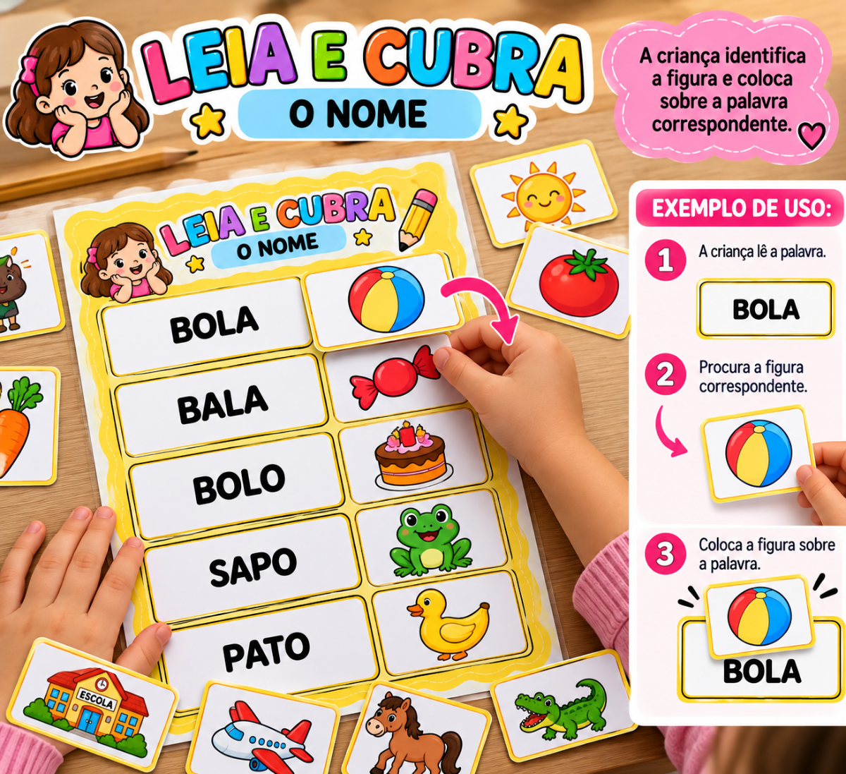 Leia e Cubra o Nome — Atividade de Alfabetização — Atividades para 1º ano: Atividade de alfabetização para Educação…