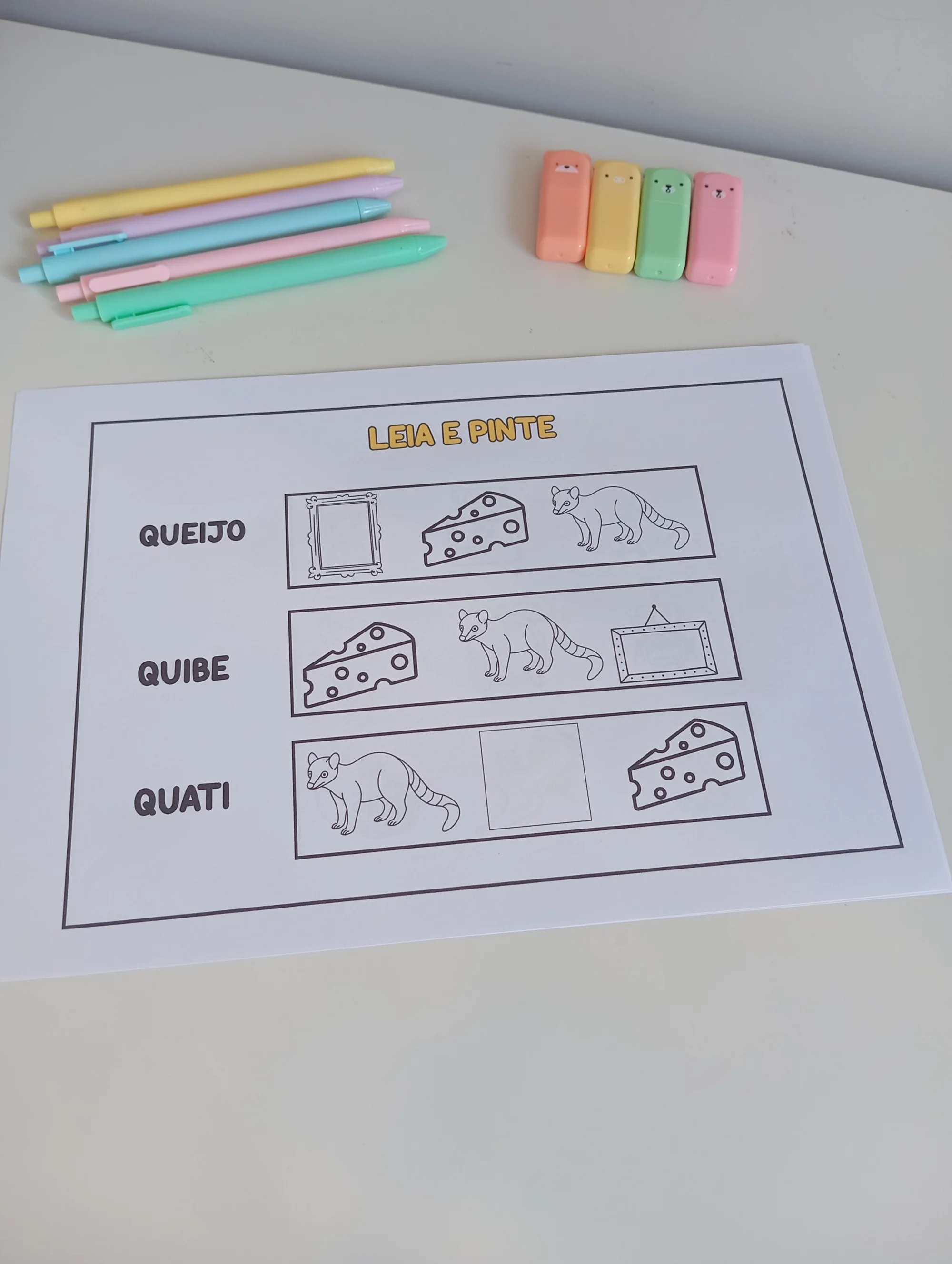 Leia e Pinte: Atividade de Leitura, Interpretação e Pintura Infantil — amostra 7: Atividades ilustradas do alfabeto de A a…
