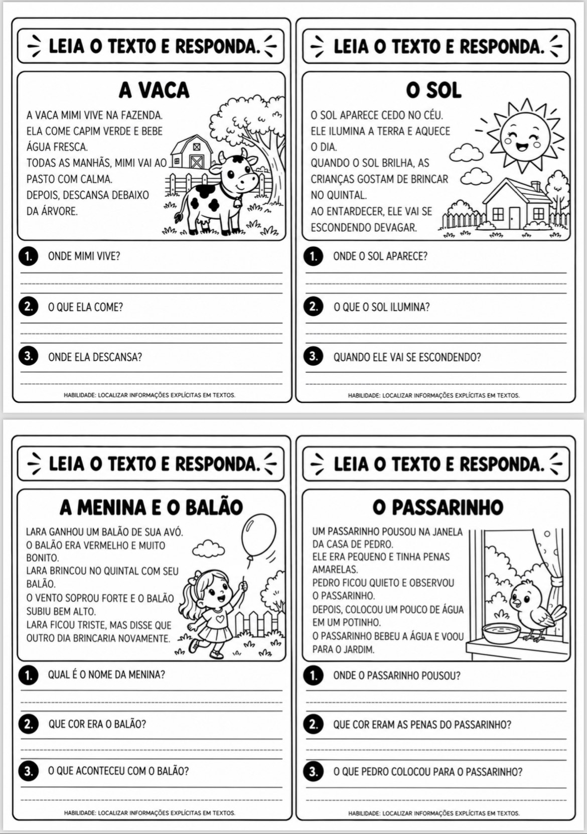 Leia o Texto e Responda – Interpretação de Texto 1º e 2º Ano — amostra 2: Atividades de interpretação de textos curtos para… Leia o Texto e Responda – Interpretação de Texto 1º e 2º Ano — amostra 2: Atividades de interpretação de textos curtos para…