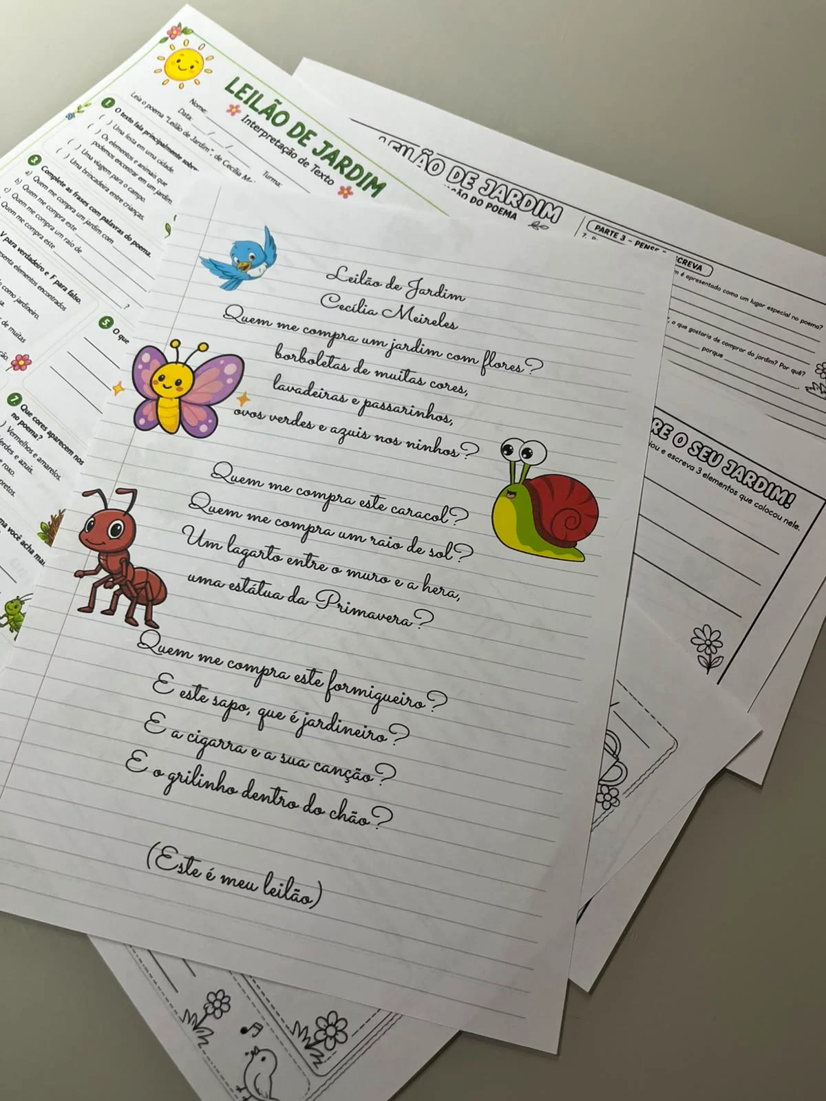Leilão de Jardim – Poema Infantil — amostra 3: Poema Leilão de Jardim, de Cecília Meireles, para trabalhar leitura e…