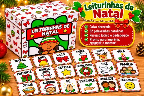 Leitura de palavras de Natal para imprimir – 1º e 2º ano — amostra 2: O que vem no material