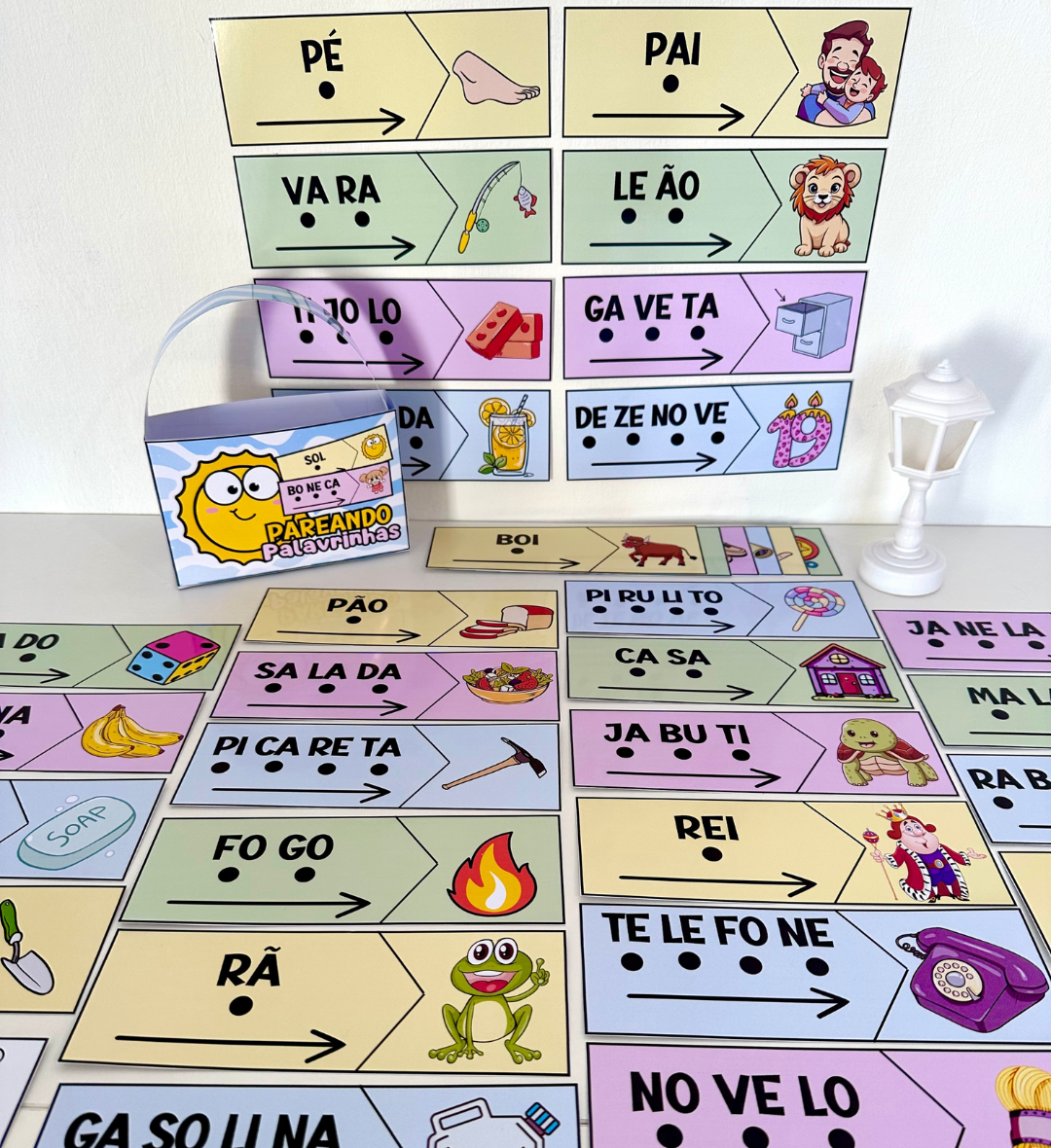 Leitura de palavras: Pareando Palavrinhas para Alfabetização — amostra 2: O que vem no material
