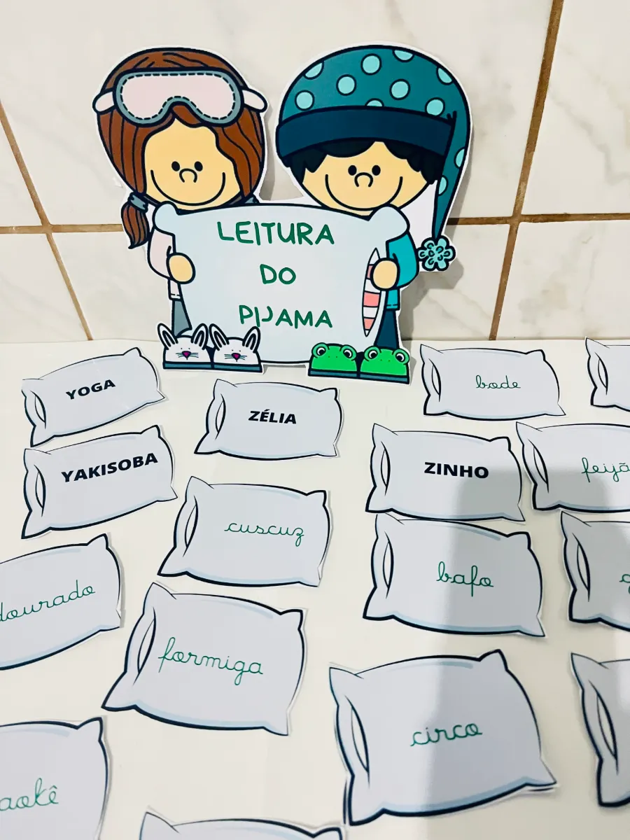 Leitura do Pijama – Palavras Nos Travesseiros! — amostra 3: ✔️ Estimular a leitura de palavras simples e silábicas; ✔️…