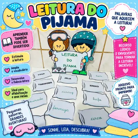 Leitura do Pijama – Palavras Nos Travesseiros! — capa do material