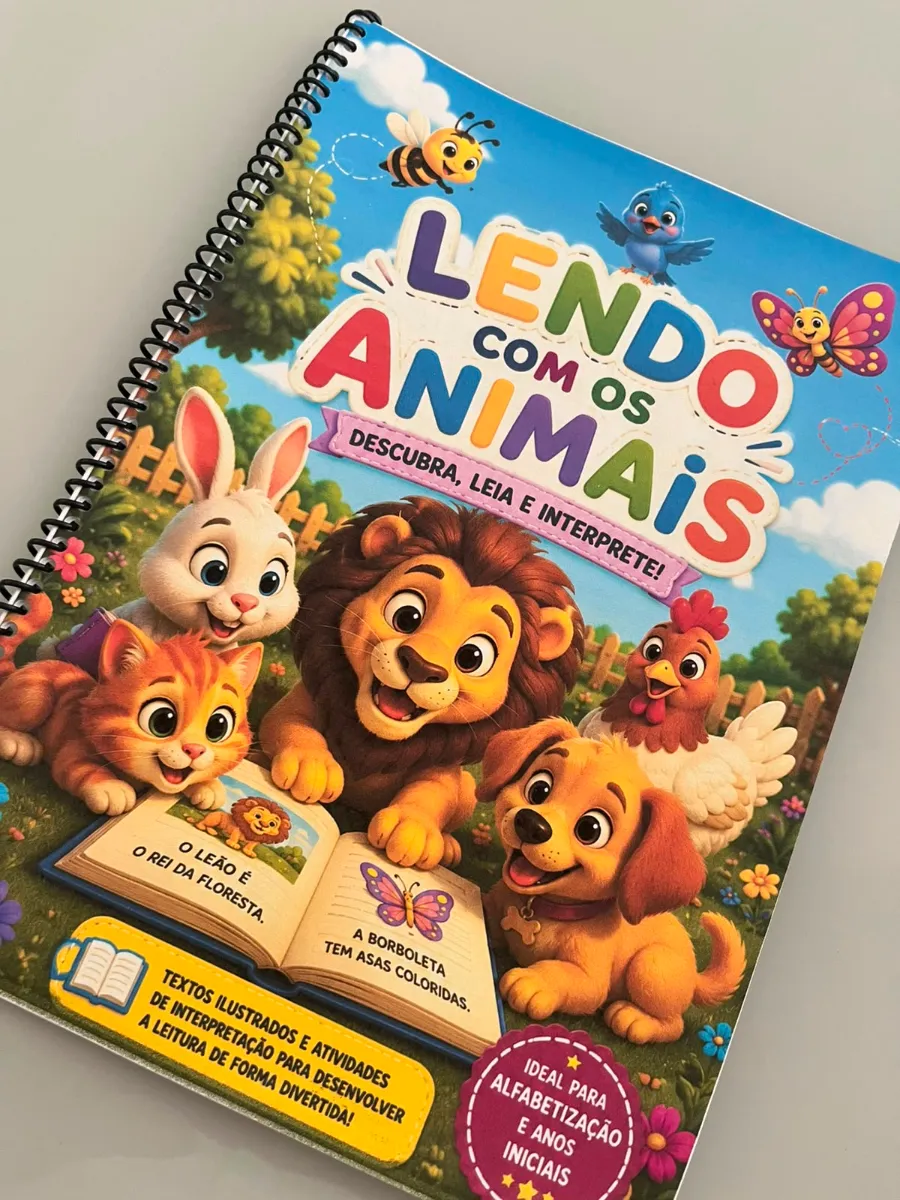 Leitura e Interpretação com os Animais - Alfabetização — amostra 1: Com pequenos textos ilustrados e atividades de…