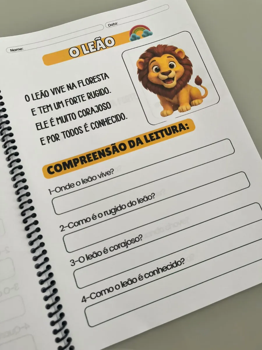 Leitura e Interpretação com os Animais - Alfabetização — amostra 4: Com pequenos textos ilustrados e atividades de…