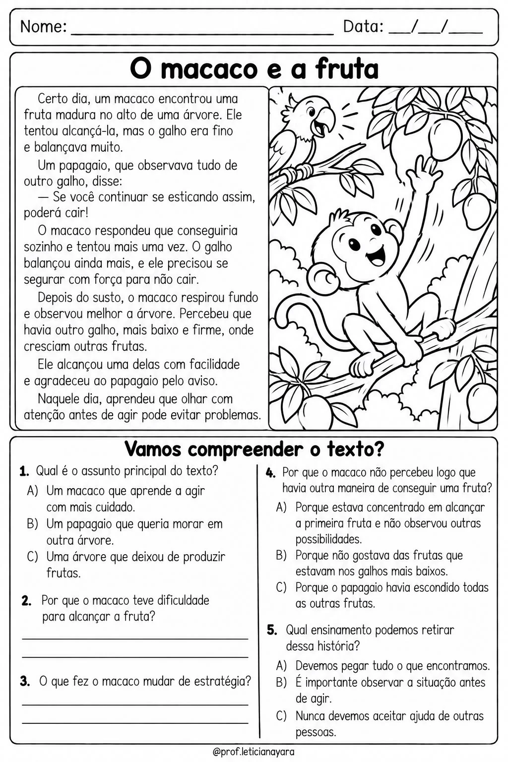 Leitura e Interpretação de Texto | 10 Textos para o 2º Ano — amostra 3: Faixa etária / ano escolar