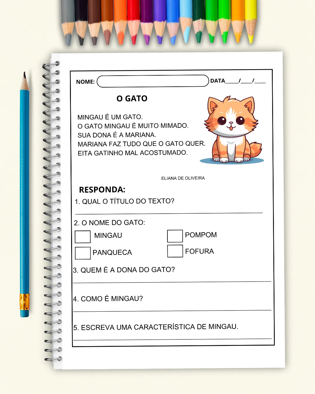Leitura e Interpretação de Textos – Alfabetização com cenário — amostra 1: Material de leitura e interpretação com textos…