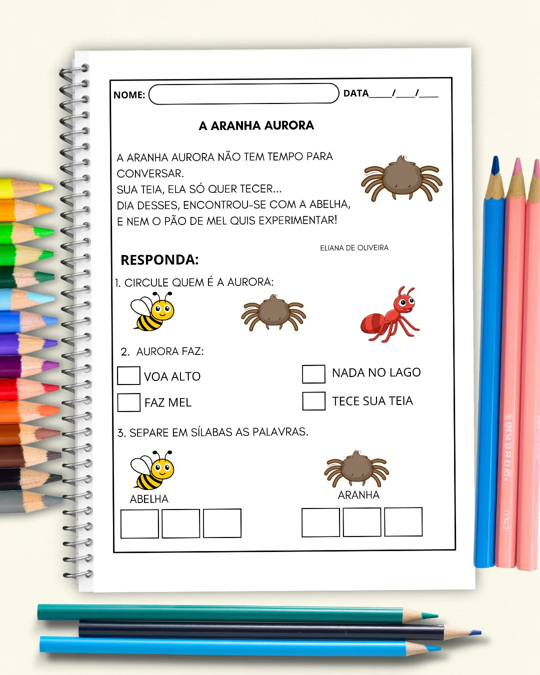 Leitura e Interpretação de Textos – Alfabetização com cenário — amostra 2: Material de leitura e interpretação com textos…