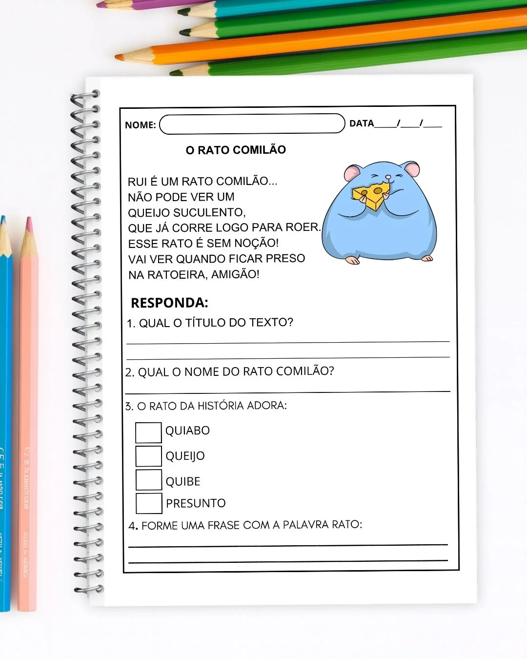 Leitura e Interpretação de Textos – Alfabetização com cenário — amostra 3: Material de leitura e interpretação com textos…
