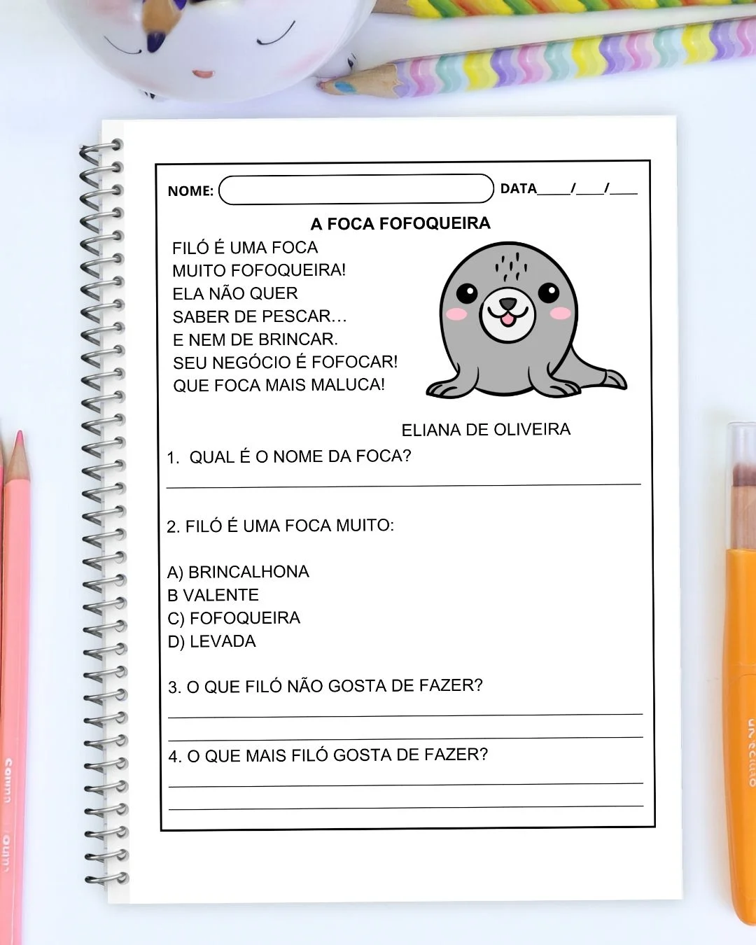 Leitura e Interpretação de Textos – Alfabetização com cenário — amostra 4: Material de leitura e interpretação com textos…