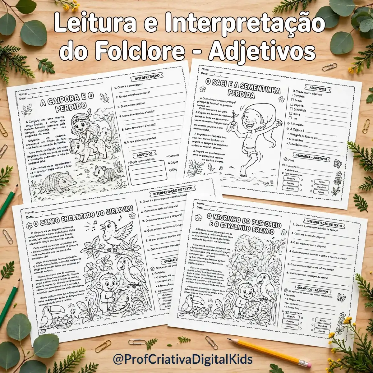 Leitura e Interpretação do Folclore - Adjetivos — Datas comemorativas para 2º ano: Professora, que tal transformar suas…