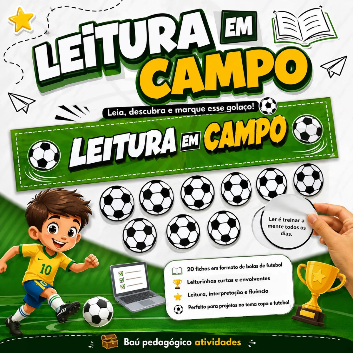 Leitura Em Campo | Atividade de Leitura Futebol para Alfabetização — capa do material