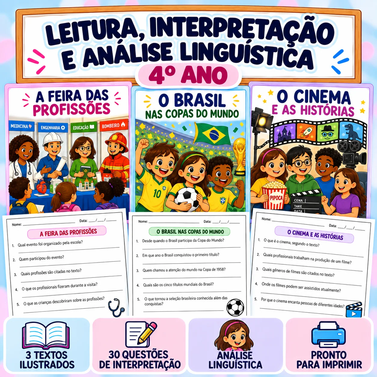 Leitura, Interpretação e Análise Linguística | 4º Ano — capa do material