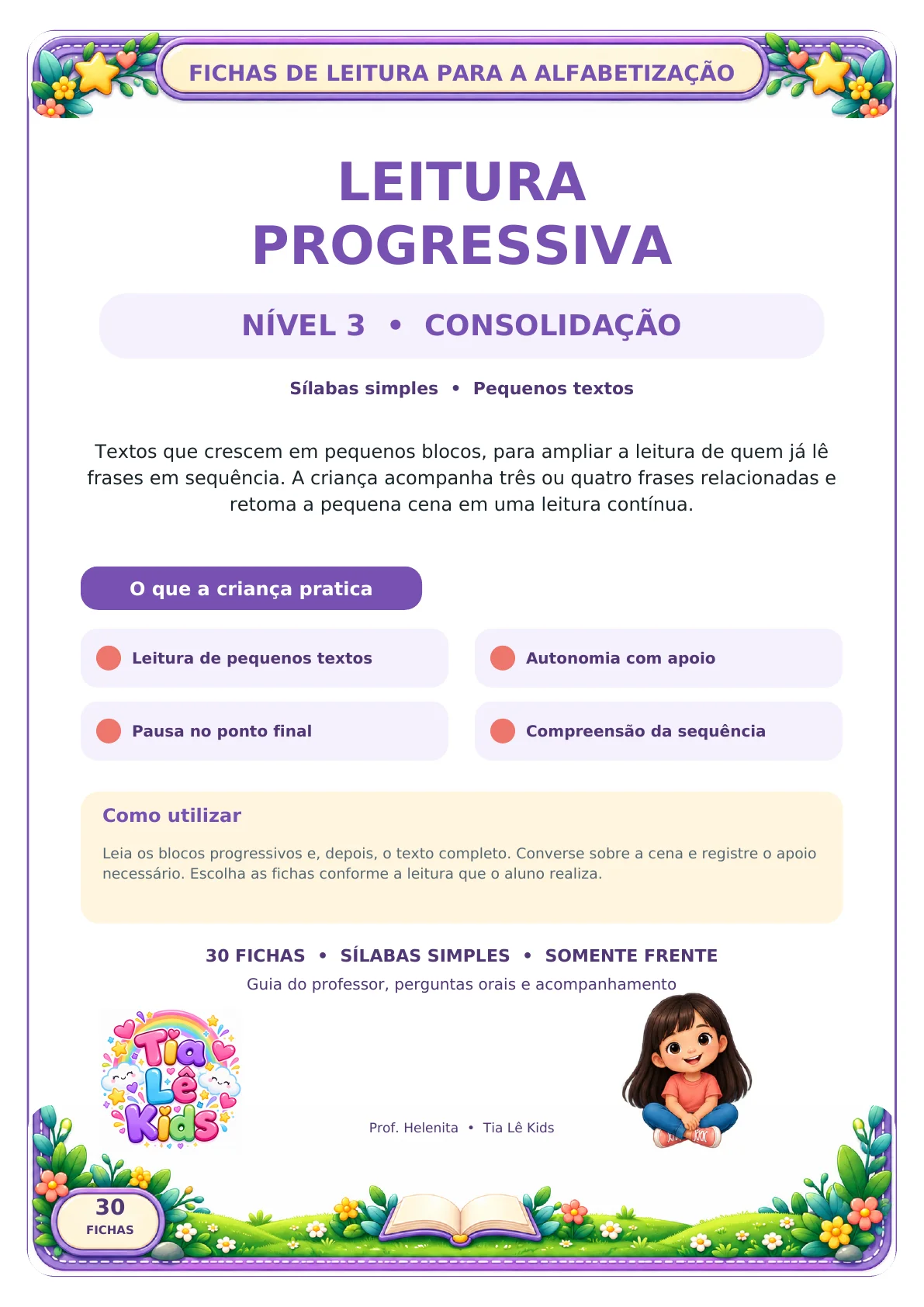 Leitura Progressiva-Kit de Consolidação-30 fichas com sílabas simples — amostra 1: O Kit de Consolidação é o terceiro nível…
