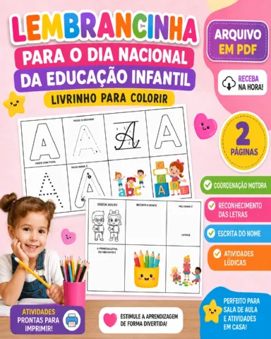 LEMBRACINHA PARA DIA NACIONAL DA EDUCAÇÃO INFANTIL ( LIVRINHO PARA COLORIR) — amostra 6: Uma lembrancinha pedagógica,…