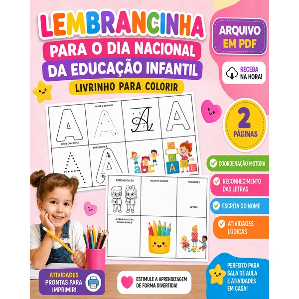 LEMBRACINHA PARA DIA NACIONAL DA EDUCAÇÃO INFANTIL ( LIVRINHO PARA COLORIR) — Alfabetização para Educação Infantil: Uma…