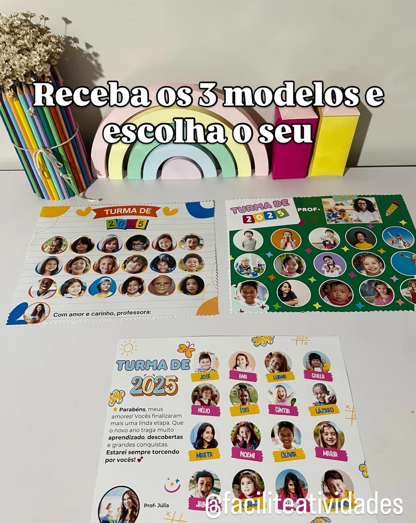 Lembranças da turma — amostra 2: 📸 TEMPLATE EDITÁVEL – FOTOS NO CANVA Arquivo digital editável para montar fotos da turma…