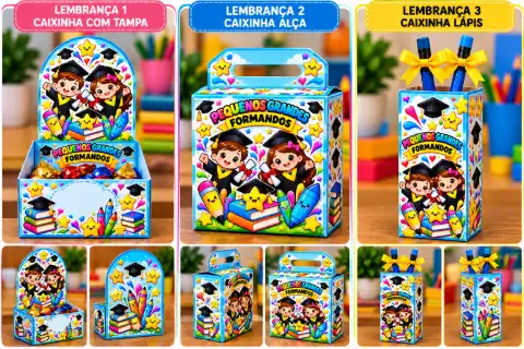 Lembranças de formatura na educação infantil: caixinhas — amostra 2: O que vem no material Lembranças de formatura na educação infantil: caixinhas — amostra 2: O que vem no material