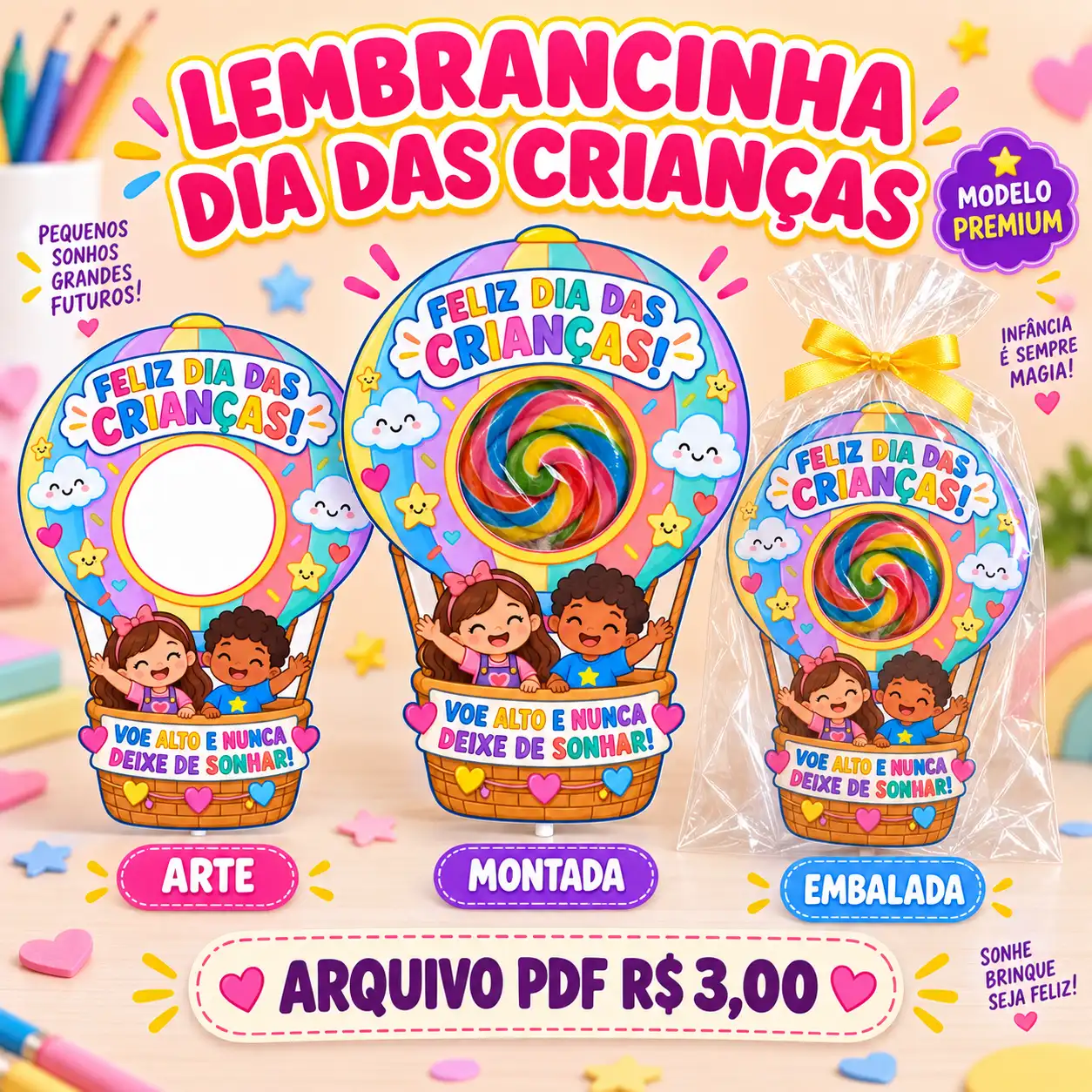 Lembrancinha Balão dos Sonhos para o Dia das Crianças em arquivo PDF — capa do material