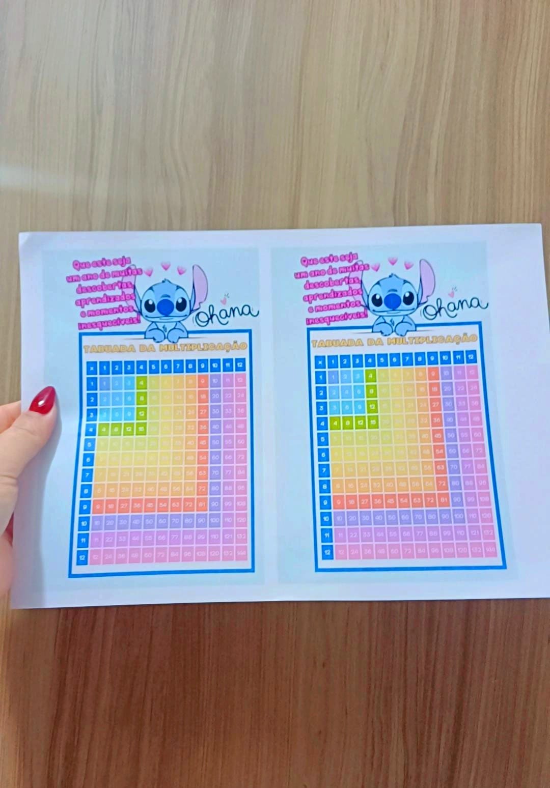 Lembrancinha/ cartão bem-vindos: tabuada stitch – PDF para Imprimir — amostra 3: Formato e entrega