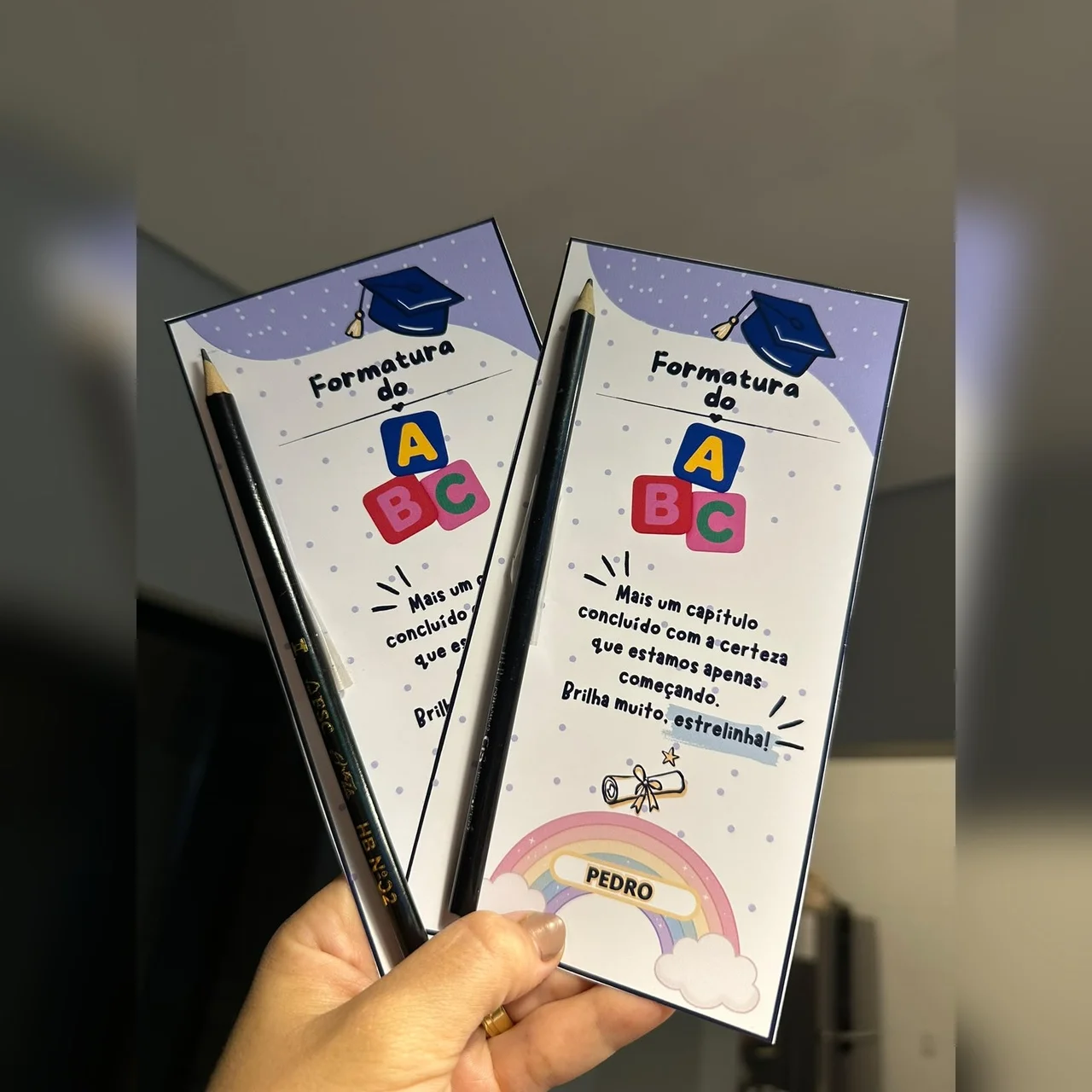 Lembrancinha/Cartão de Formatura ABC – Molde Editável — amostra 1: Cartão de formatura ABC para imprimir ou personalizar no…