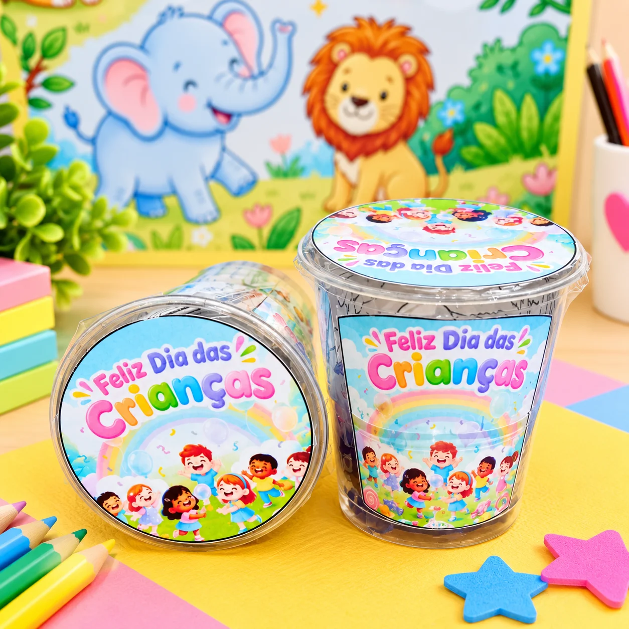 Lembrancinha Copo Personalizado Dia das Crianças para Imprimir — amostra 1: O que está incluso