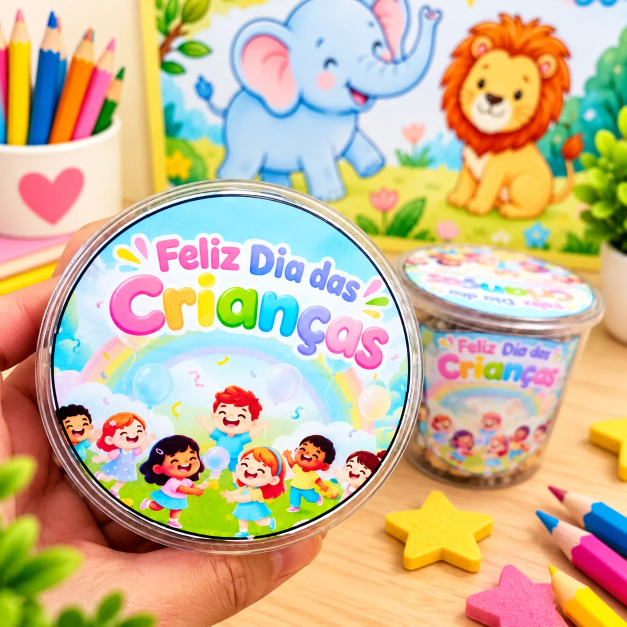 Lembrancinha Copo Personalizado Dia das Crianças para Imprimir — amostra 3: Lembrancinha de Dia das Crianças para montar…