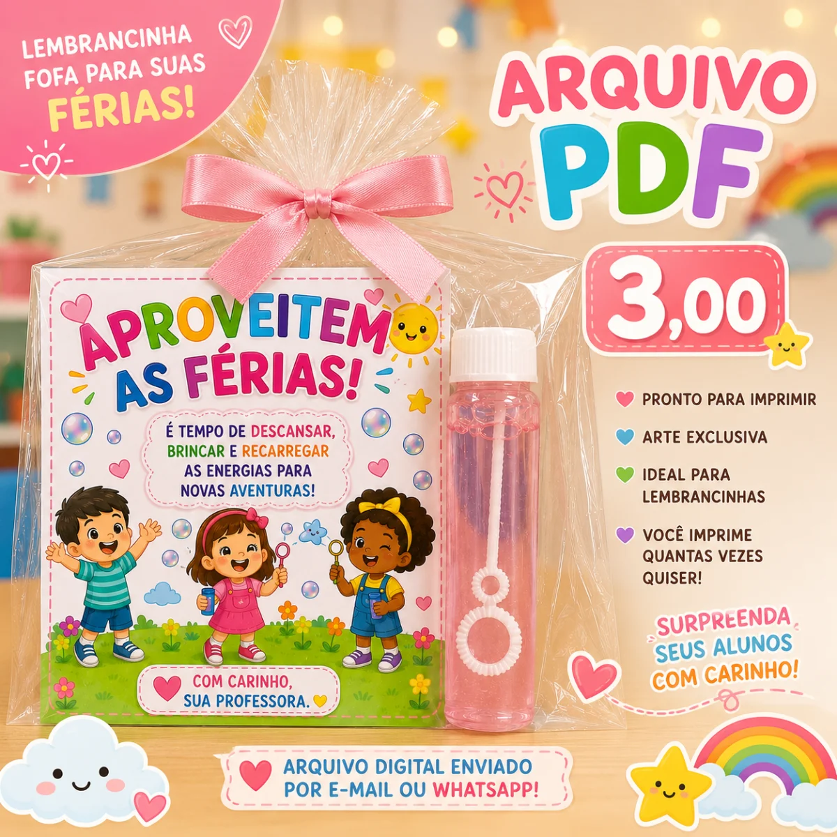 ✨🌈 LEMBRANCINHA DE FÉRIAS - ARQUIVO DIGITAL PDF 🌈✨ — capa do material